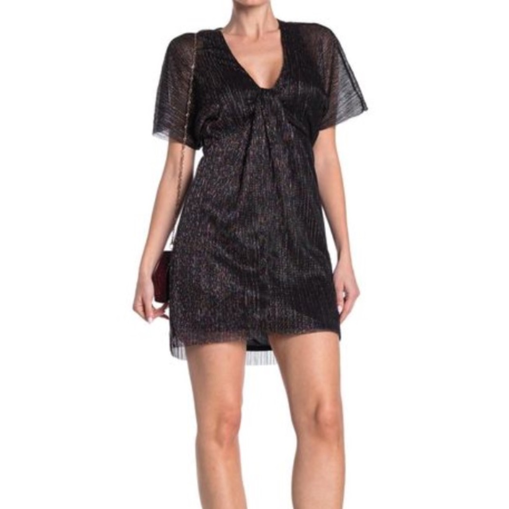 Lush Black Metallic Rainbow Mini Dress Size Small